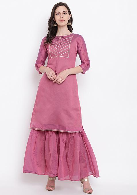 Wine Gotta Work Chanderi Cotton Kurta set