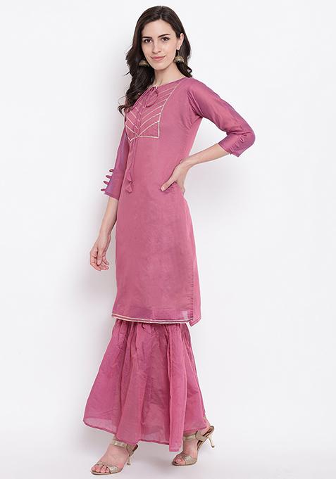 Wine Gotta Work Chanderi Cotton Kurta set