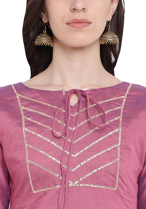 Wine Gotta Work Chanderi Cotton Kurta set