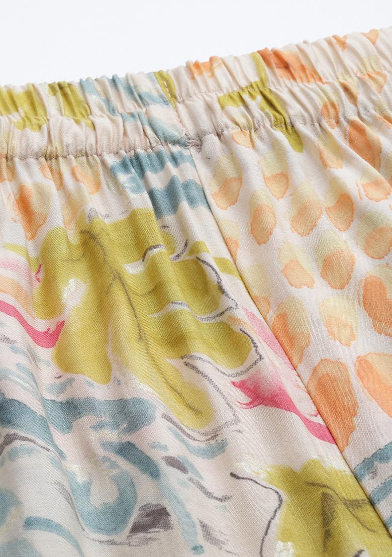 Multicolor Digital Print Muslin Silk Co-Ord Set