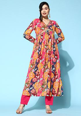 Multicolor Sequin Zari Embroidered Georgette Kurta Set