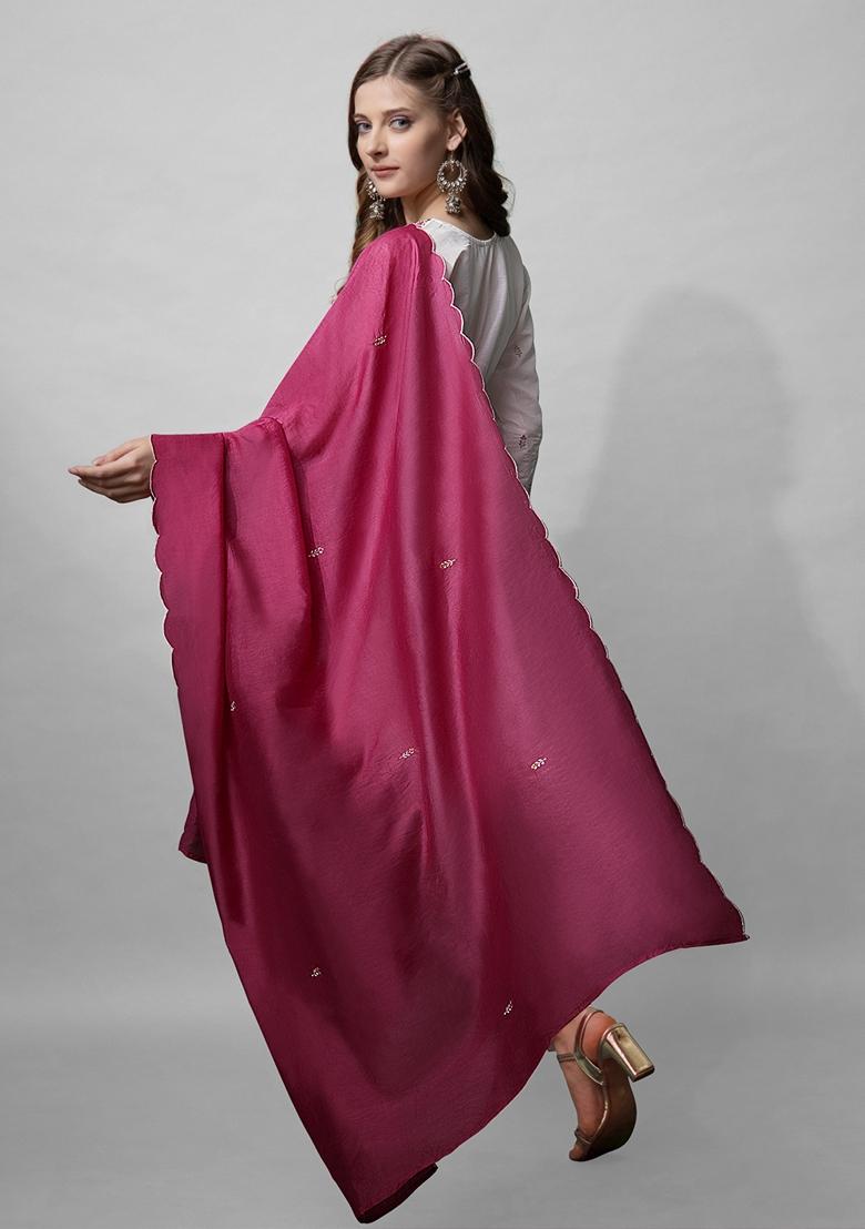 White Embroidered Cotton Blend Kurta Set