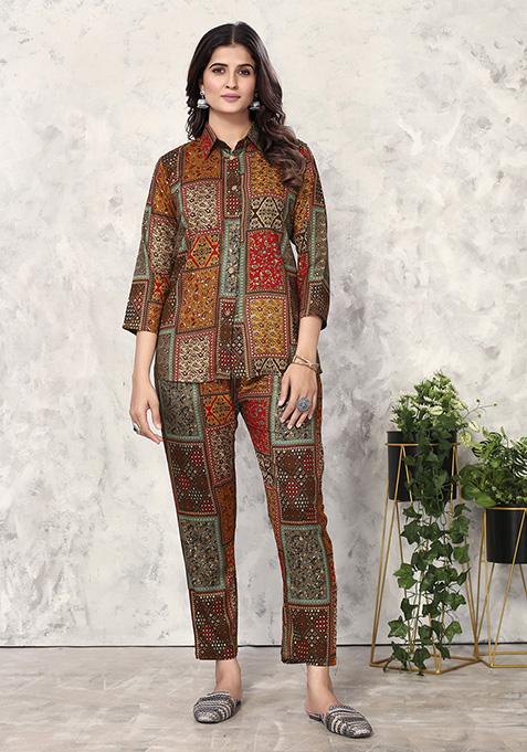 Multicolor Printed Rayon Co-Ord Set