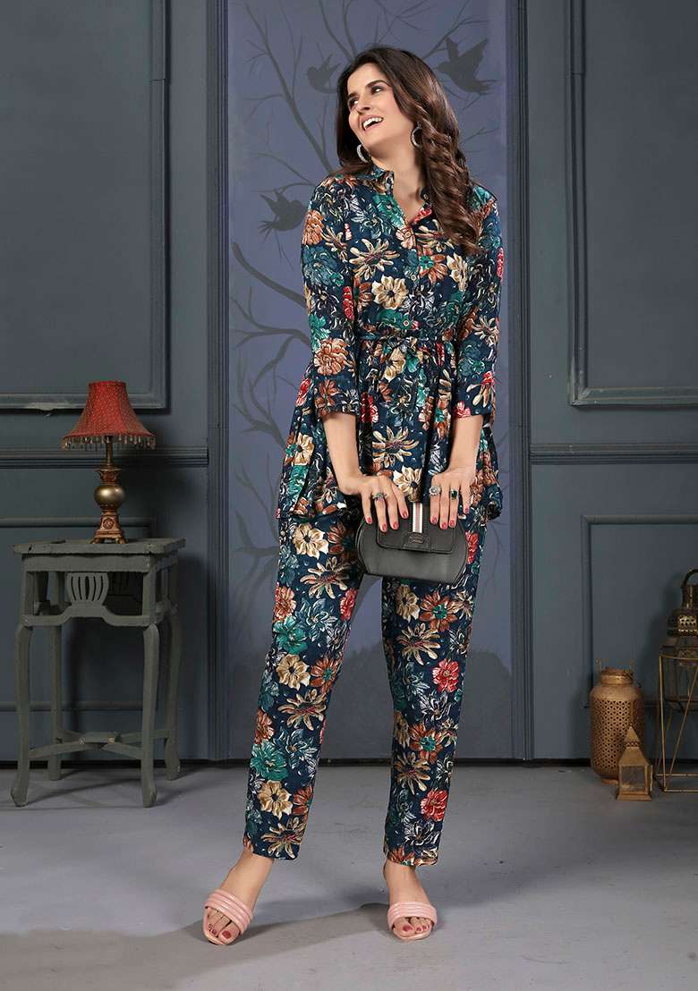 Multicolor Printed Rayon Co-Ord Set - Indya