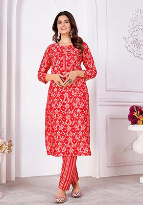 Wine Printed Royal Silk Kurta Set
