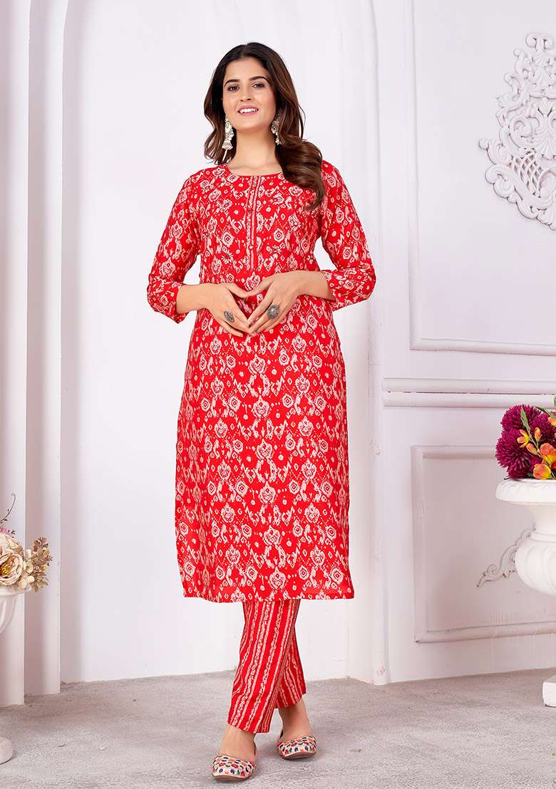 Wine Printed Royal Silk Kurta Set - Indya