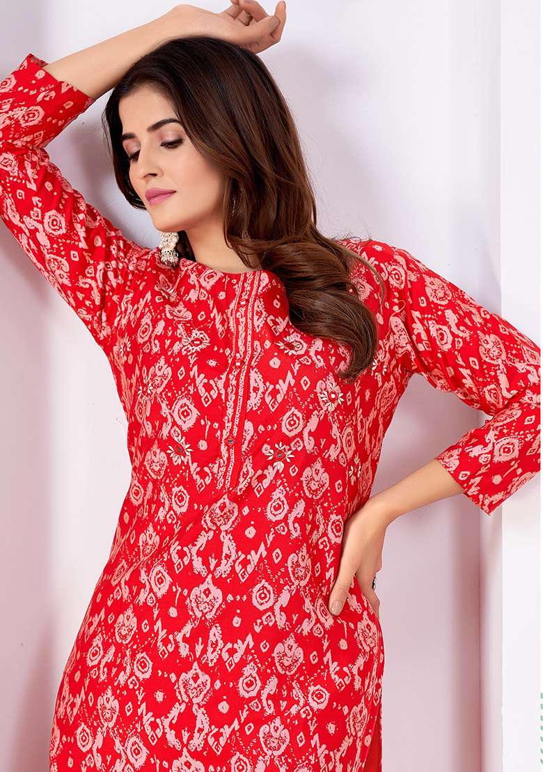 Wine Printed Royal Silk Kurta Set - Indya