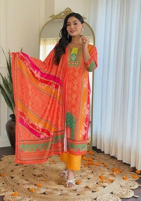 Pink Machine Embroidered Muslin Kurta Set