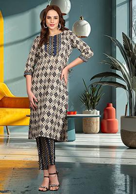 Multicolor Embroidered Rayon Kurta Set