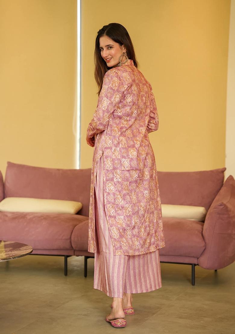 Coral Printed Muslin Kurta Set