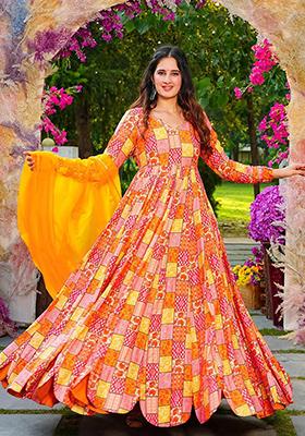Multicolor Printed Rayon Gown Set
