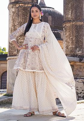 Pink Printed Cotton Sharara Set