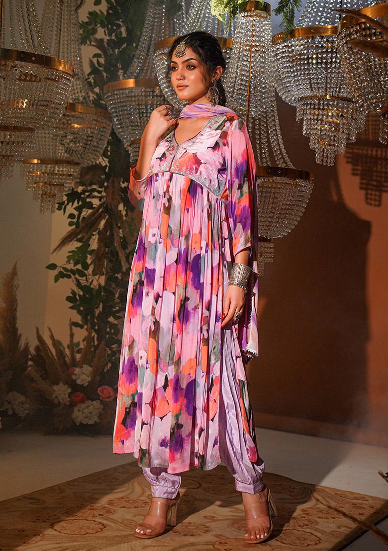 Multi Mirror Embroidered Cotton Kurta Set