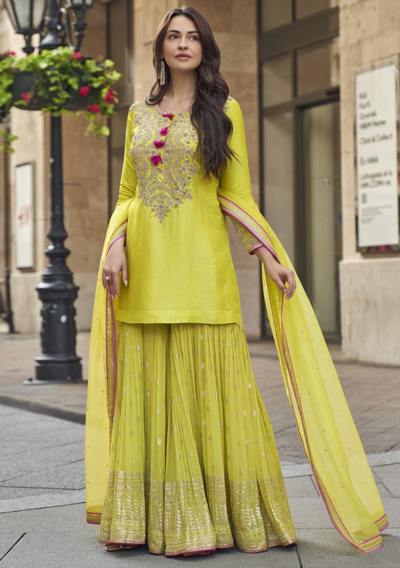 Green Sequin Embroidered Silk Kurta Set