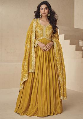 Yellow Sequin Embroidered Silk Kurta With Dupatta