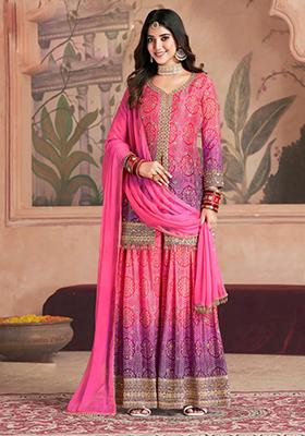 Pink Sequin Embroidered Silk Kurta Set