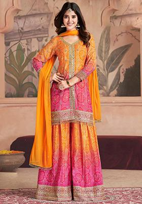 Yellow Sequin Embroidered Silk Kurta Set