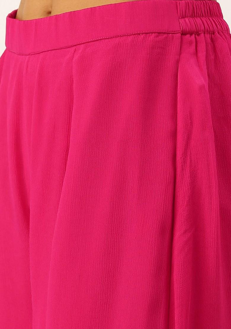 Beige Floral Embroidered Poly Blend Kurta Set