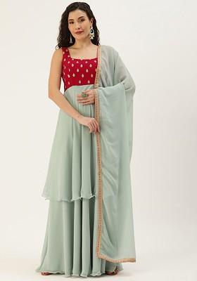 Green Ethnic Motifs Poly Blend Kurta Set