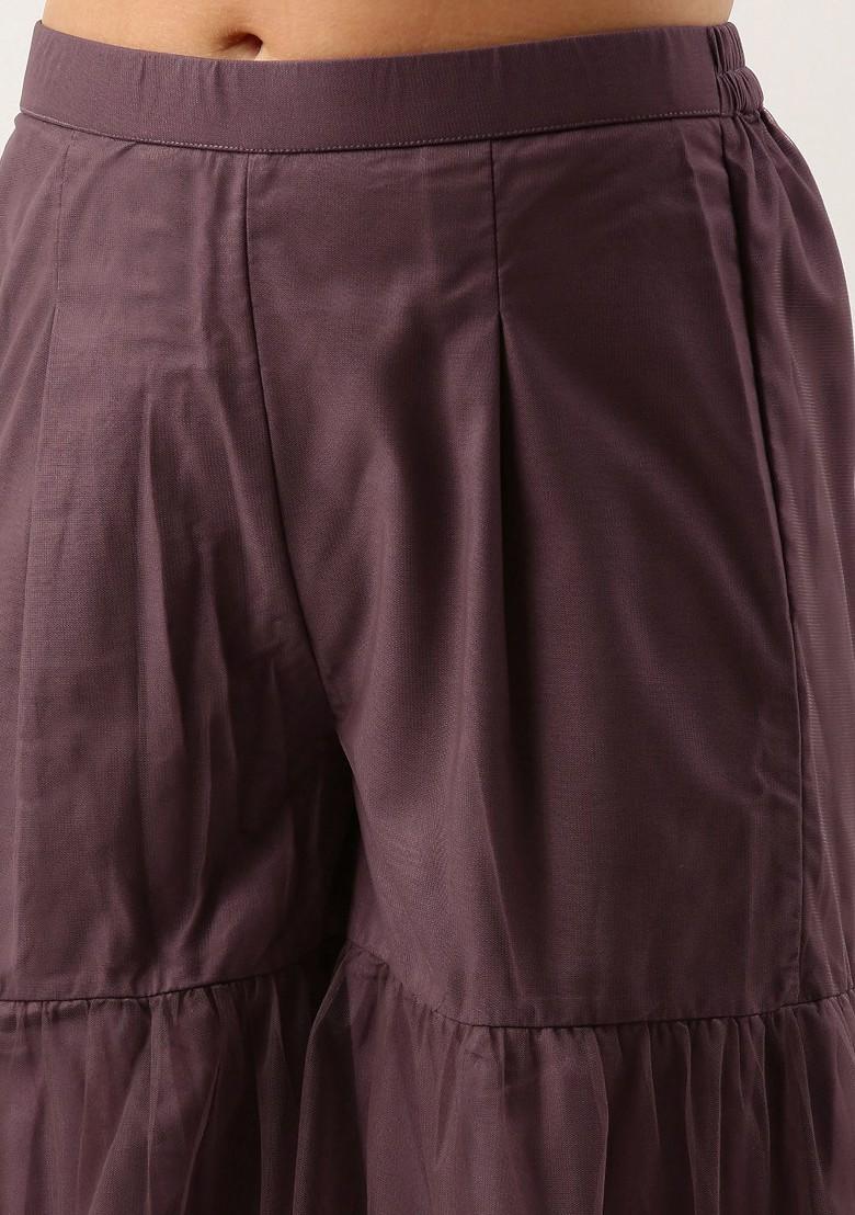 Purple Sequin Embroidered Poly Blend Kurta Set