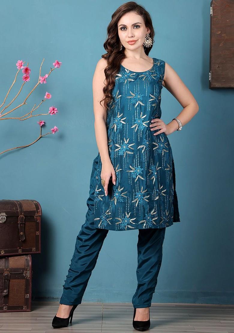 Green Ethnic Motifs Poly Blend Kurta Set