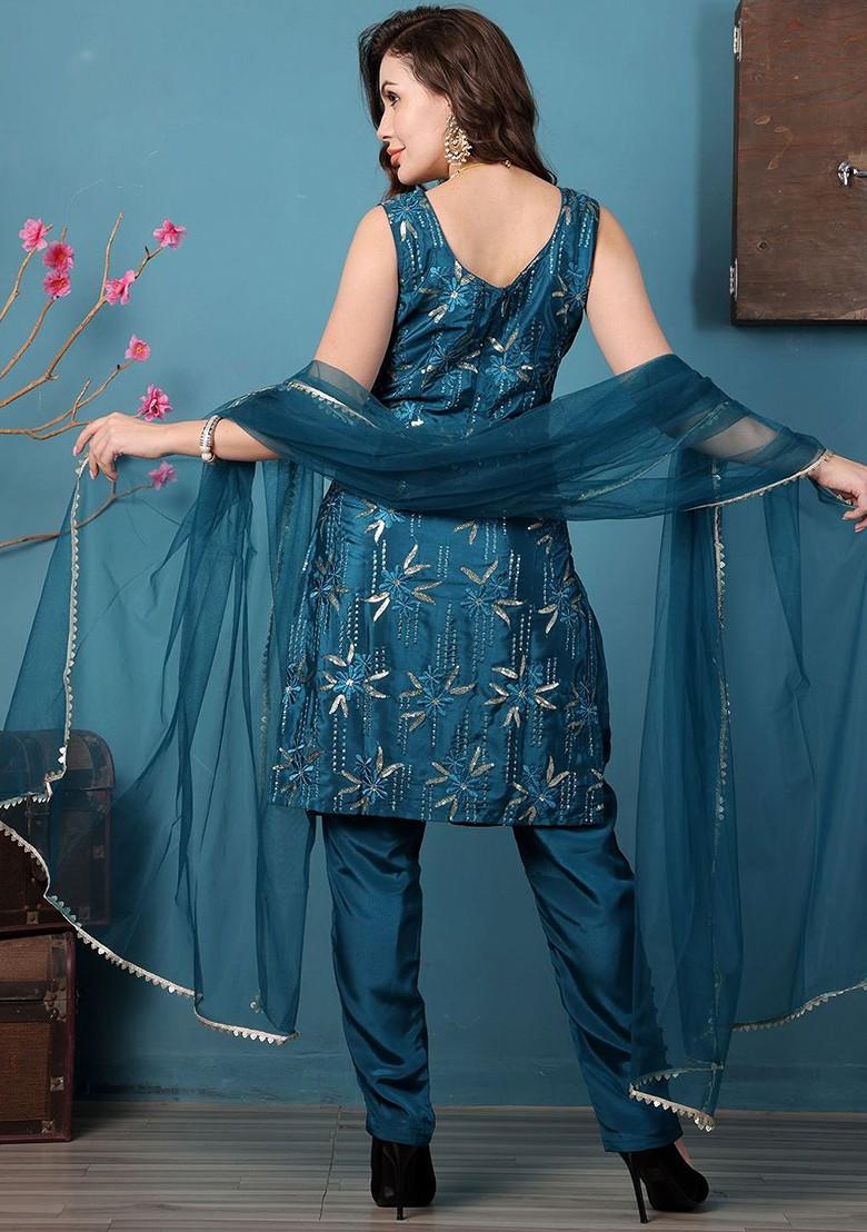 Green Ethnic Motifs Poly Blend Kurta Set