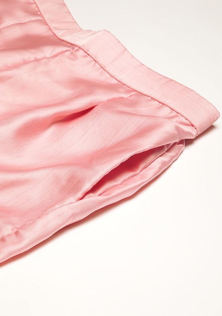 Blue Floral Print Poly Blend Kurta Set