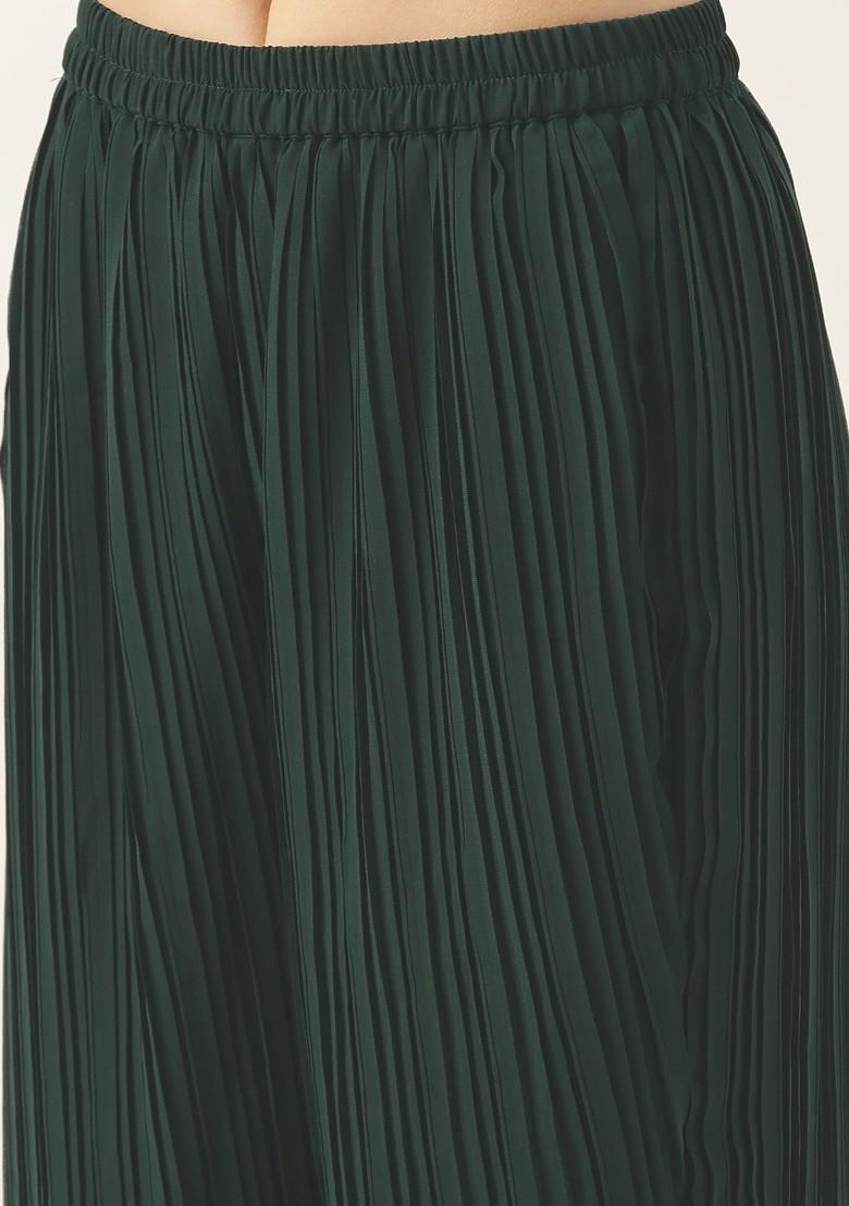 Green Ethnic Motifs Poly Blend Kurta Set