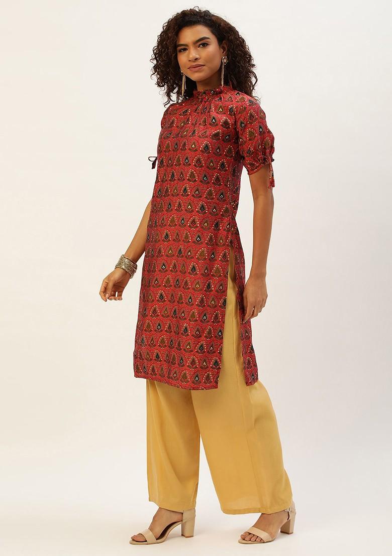 Pink Ethnic Motifs Printed Poly Blend Kurta Set