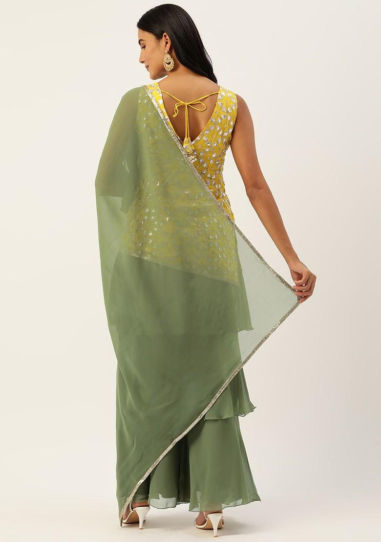 Mustard Embroidered Poly Blend Kurta Set