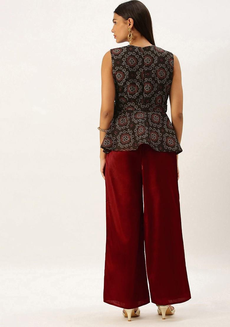 Black Bandhani Print Poly Blend Kurta Set