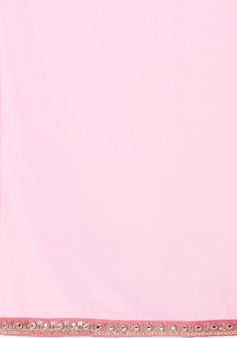 Blue Floral Sequin Embroidered Poly Blend Kurta Set