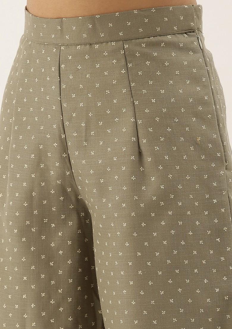 Grey Printed Poly Blend Kurta Set