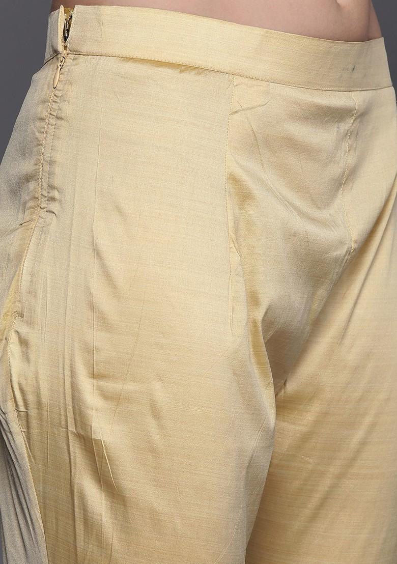 Beige Printed Poly Blend Kurta Set