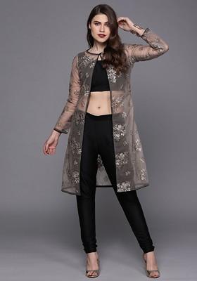 Black Solid Poly Blend Kurta Set