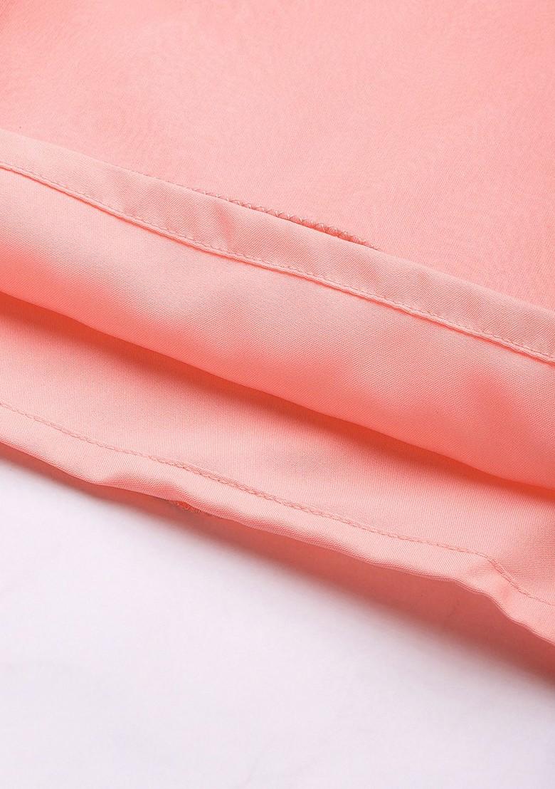 Pink Floral Embroidered Poly Blend Kurta Set