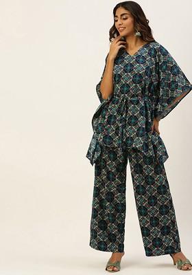 Multicolor Printed Poly Blend Kurta Set