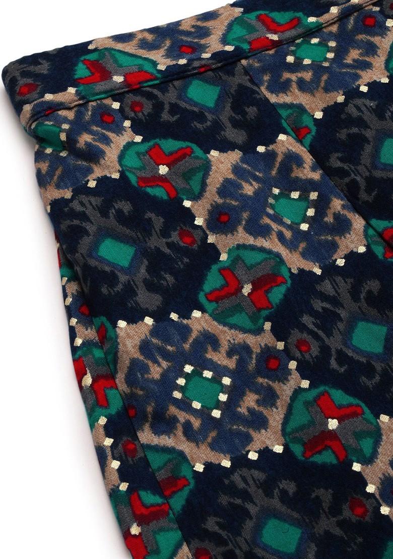 Multicolor Printed Poly Blend Kurta Set