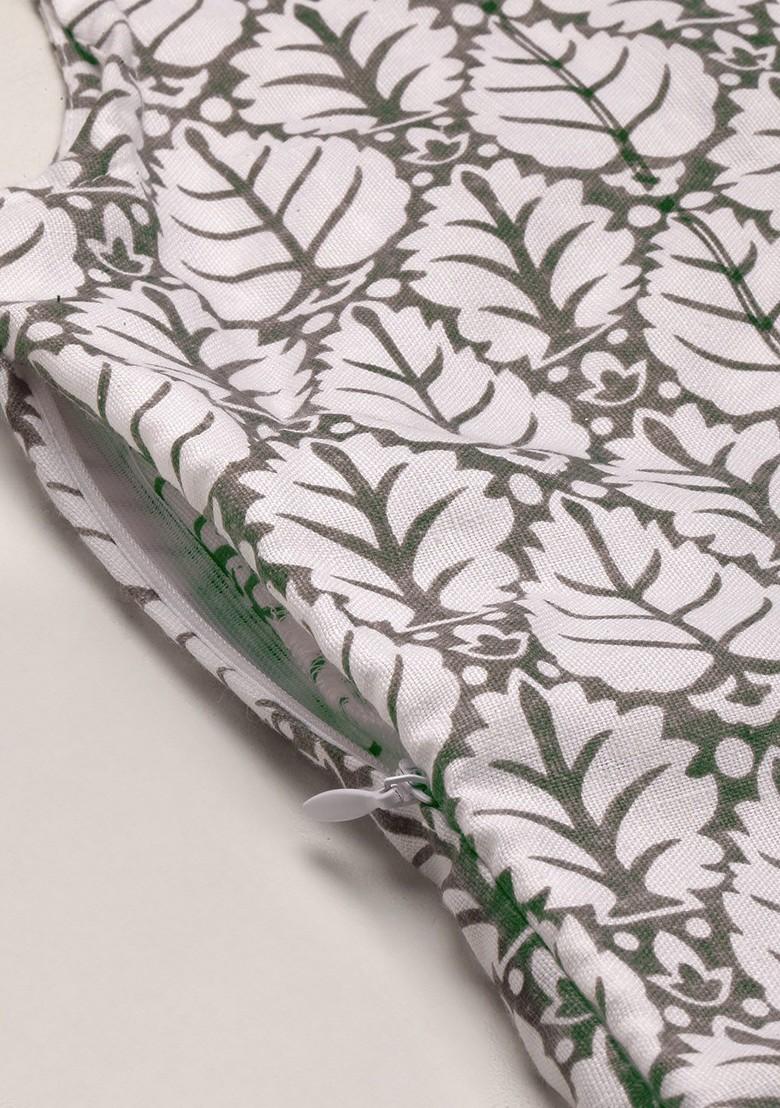 White Ethnic Motifs Printed Poly Blend Kurta Set