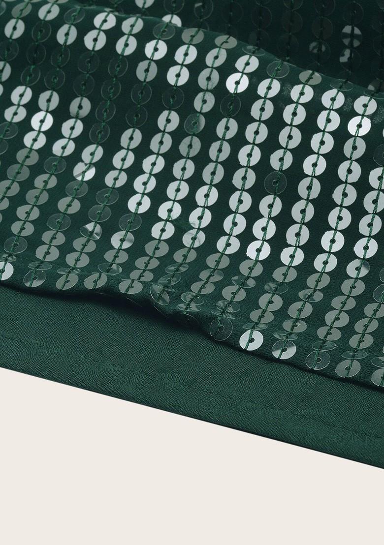 Green Sequin Embroidered Poly Blend Kurta Set