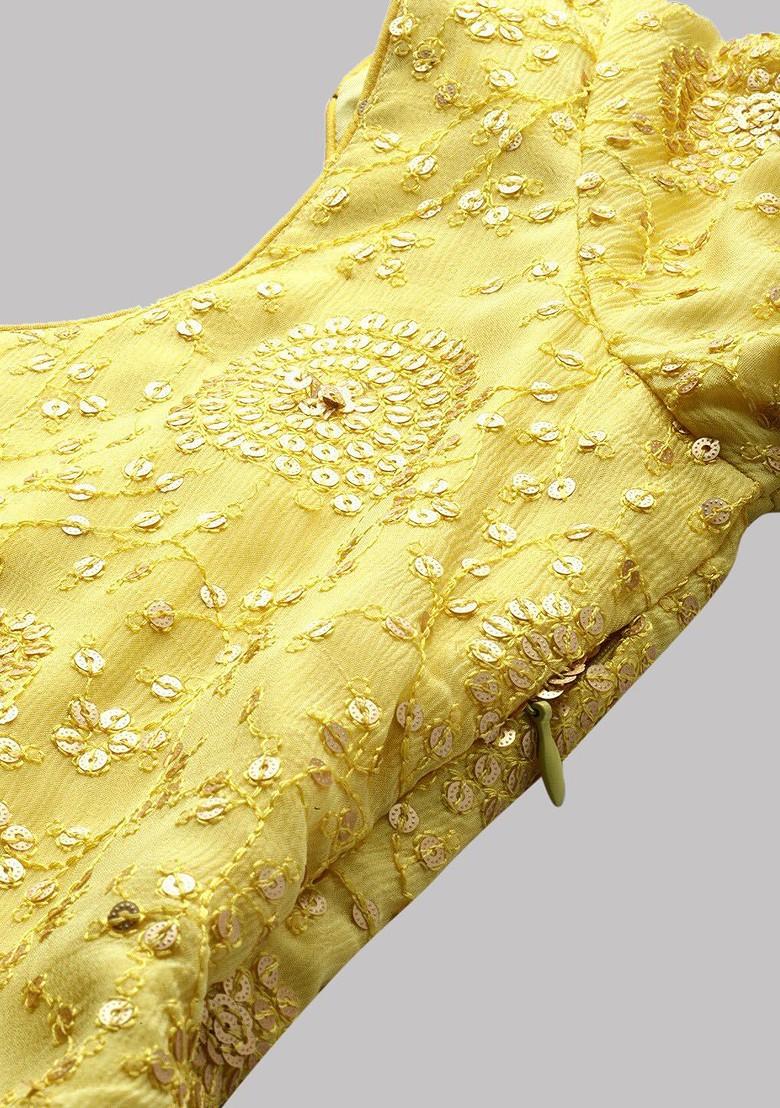 Yellow Ethnic Motifs Poly Blend Kurta Set