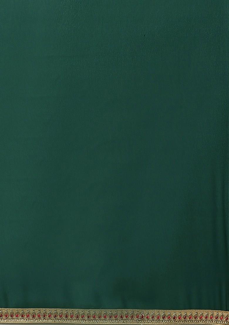 Green Sequin Embroidered Poly Blend Kurta Set