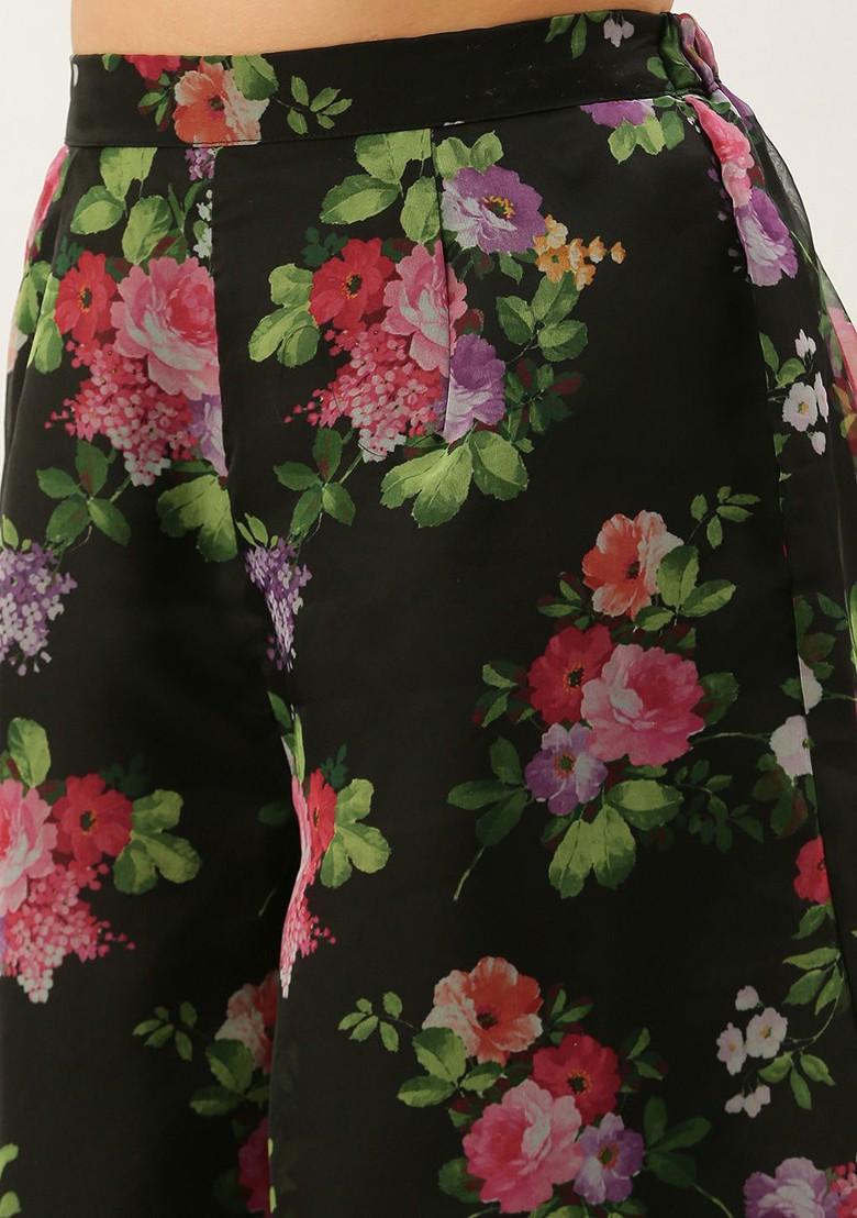 Black Solid Poly Blend Kurta Set