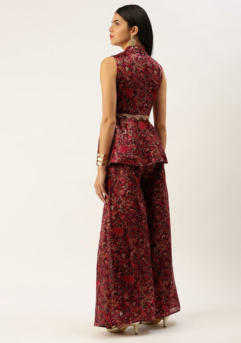 Multicolor Ethnic Motifs Printed Poly Blend Co-Ord Set