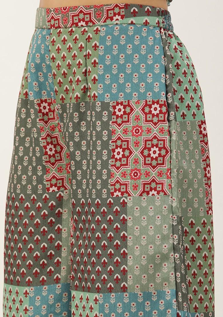 Multicolor Printed Chinon Co-Ord Set