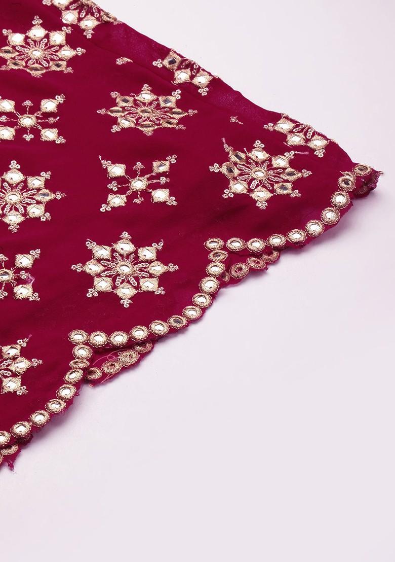 Pink Embroidered Poly Blend Co-Ord Set