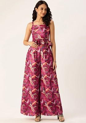 Multicolor Floral Print Poly Blend Co-Ord Set