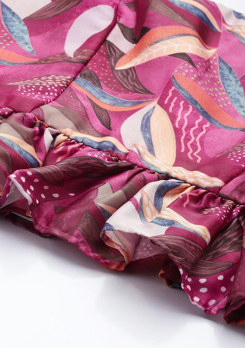 Multicolor Floral Print Poly Blend Co-Ord Set