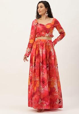Multicolor Printed Georgette Co-Ord Set