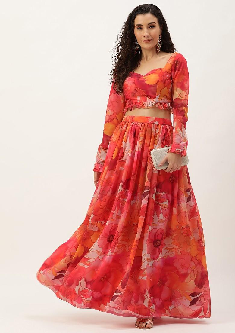 Multicolor Printed Georgette Co-Ord Set